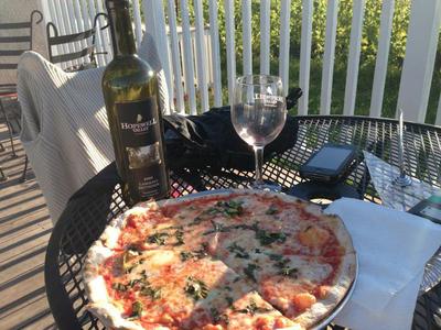 Pizza & Cabernet on the deck!
